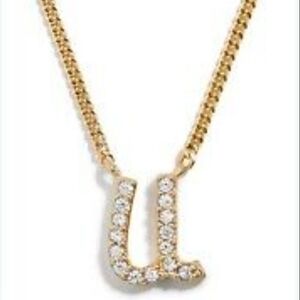 BaubleBar Initial U Pendant Necklace 18k Gold Plated Sterling Silver